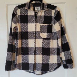 Billabong Forge Flannel Shacket with Black and White Buffalo Check, Size M